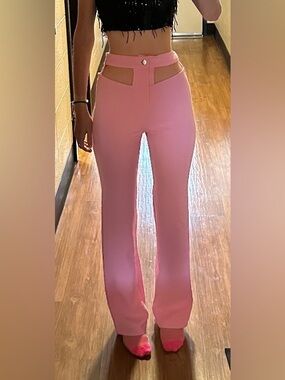SHEIN High-Rise cut out Pink Women's Flared Pants/xs